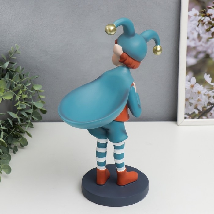 Сувенир полистоун подставка  Сувенир полистоун подставка "Малыш-скоморох с мешком" оранжево-голубой 33х12,5х25,5 см