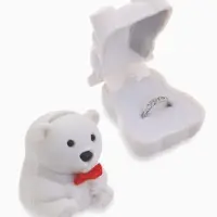 Футляр под кольцо, серьги &laquo;Мишка&raquo;, бархатный, 4.5&times;5&times;3.5 см, белый