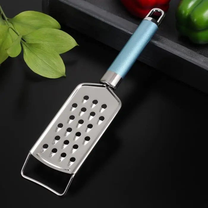 Терка для сыра крупная Доляна Lagoona, 30 см, с ручкой, цвет голубой металлик Терка для сыра крупная Доляна Lagoona, 30 см, с ручкой, цвет голубой металлик