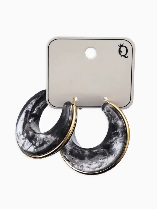 Серьги-кольца акрил Серьги-кольца акрил "Тренд", цвет чёрный в золоте