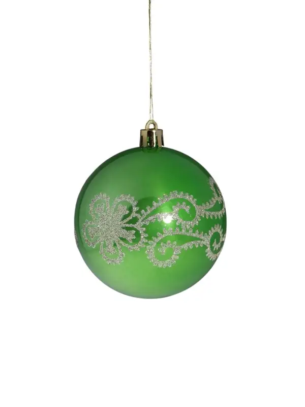 Ёлочные игрушки &laquo;Эстер&raquo;, шары новогодние, набор d=8 см, 6 шт., узор, зелёный
