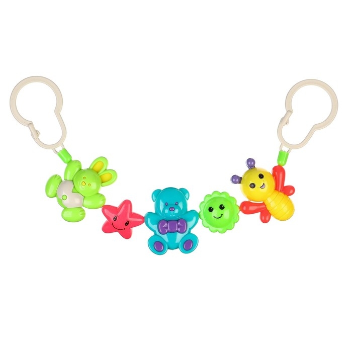 Растяжка на коляску/кроватку «Веселые зверята», 3 игрушки, Крошка Я Растяжка на коляску/кроватку «Веселые зверята», 3 игрушки, Крошка Я