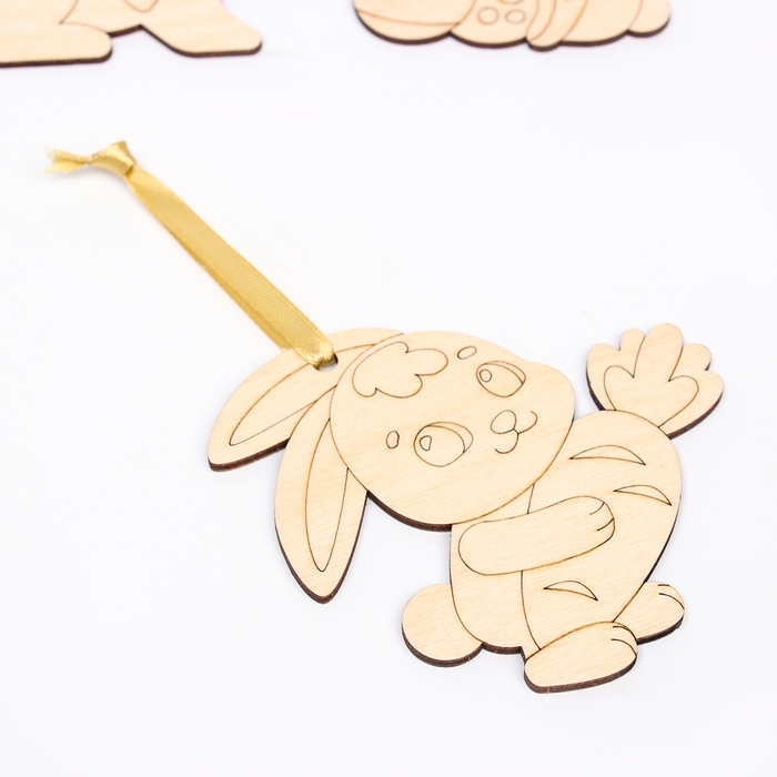 Заготовки для творчества. Роспись по дереву «Пасха: пасхальные кролики», 5 шт Заготовки для творчества. Роспись по дереву «Пасха: пасхальные кролики», 5 шт