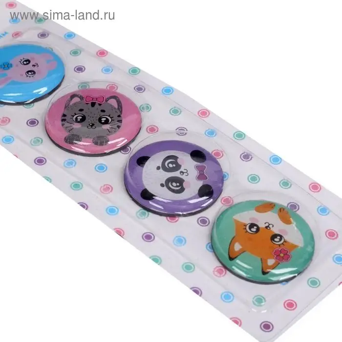 Магниты для досок с дизайном 30 мм, 4 штуки, deVENTE 100% Cute, в картонном блистере Магниты для досок с дизайном 30 мм, 4 штуки, deVENTE 100% Cute, в картонном блистере