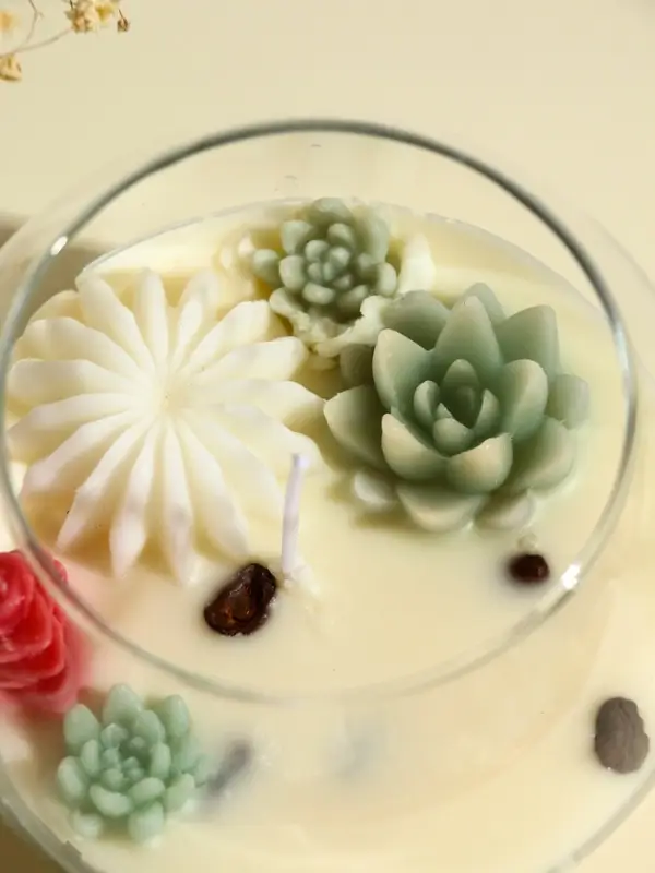 Ароматическая свеча в подсвечнике &laquo;Суккуленты&raquo;, 1 фитиль, кофе, 11&times;11&times;10 см