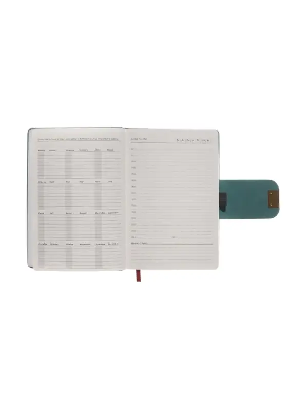 Ежедневник недатированный формат А5, с хлястиком, 96л, линия, пвх, Изумрудный Ежедневник недатированный формат А5, с хлястиком, 96л, линия, пвх, Изумрудный