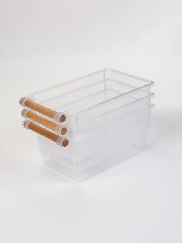 Корзины для хранения Wood Fusion, набор 3 шт.: 26&times;15.5&times;11.5 см, пластик, буковое дерево