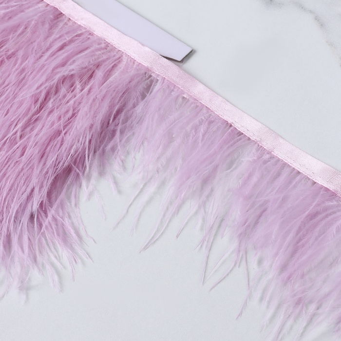 Тесьма с перьями страуса, 8-10 см, 5 ± 0,5 м, цвет лавандовый Тесьма с перьями страуса, 8-10 см, 5 ± 0,5 м, цвет лавандовый