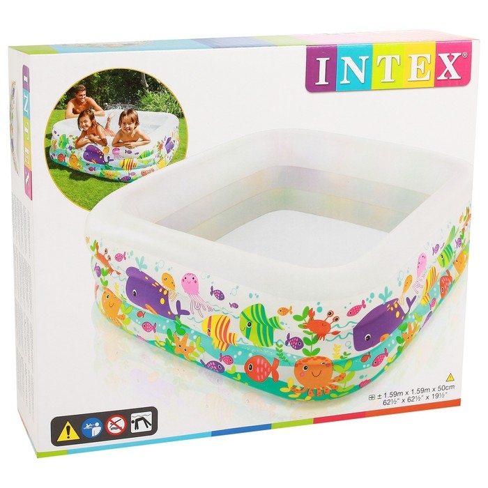 Бассейн надувной «Аквариум», 159 х 159 х 50 см, от 3 лет, 57471NP INTEX Бассейн надувной «Аквариум», 159 х 159 х 50 см, от 3 лет, 57471NP INTEX