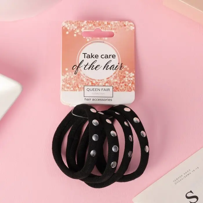 Резинка для волос Резинка для волос "Аманда" (набор 4 шт) круг, 4,5 см, чёрный