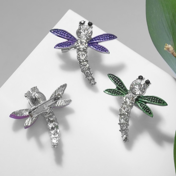 Брошь «Стрекоза» мини, цвет МИКС в серебре (неделимая фасовка 12 шт., цена за шт.)