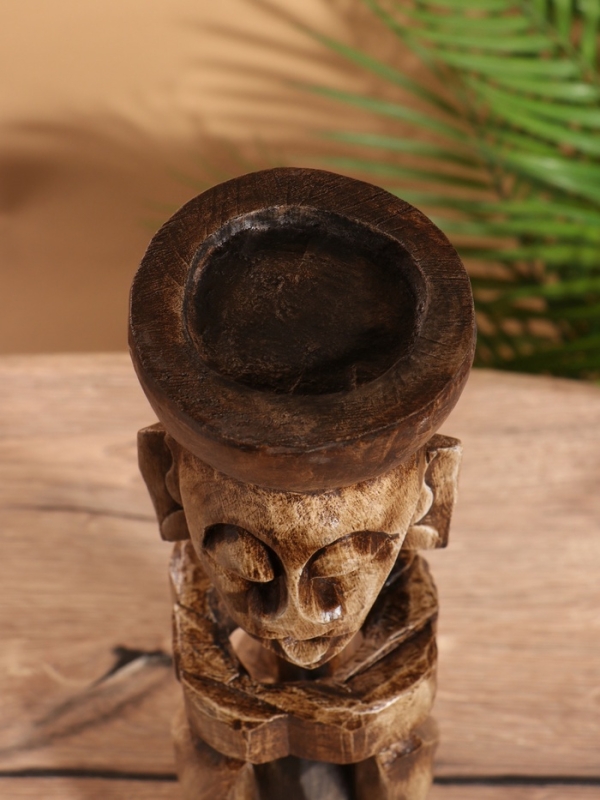 Подсвечник "Абориген" 10х10х36 см, дерево