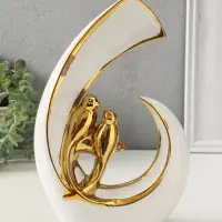 Сувенир керамика "Две птички. Абстракция" белый с золотом 8х20х29 см Сувенир керамика "Две птички. Абстракция" белый с золотом 8х20х29 см