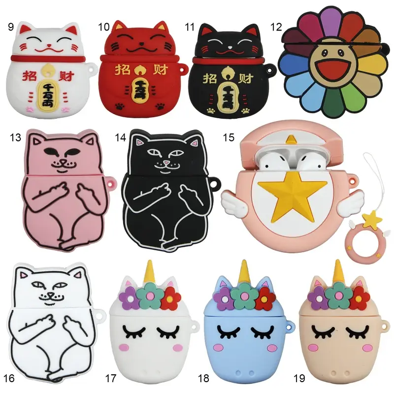 Чехол для AirPods 1/2 Silicone мультяшки With Ring