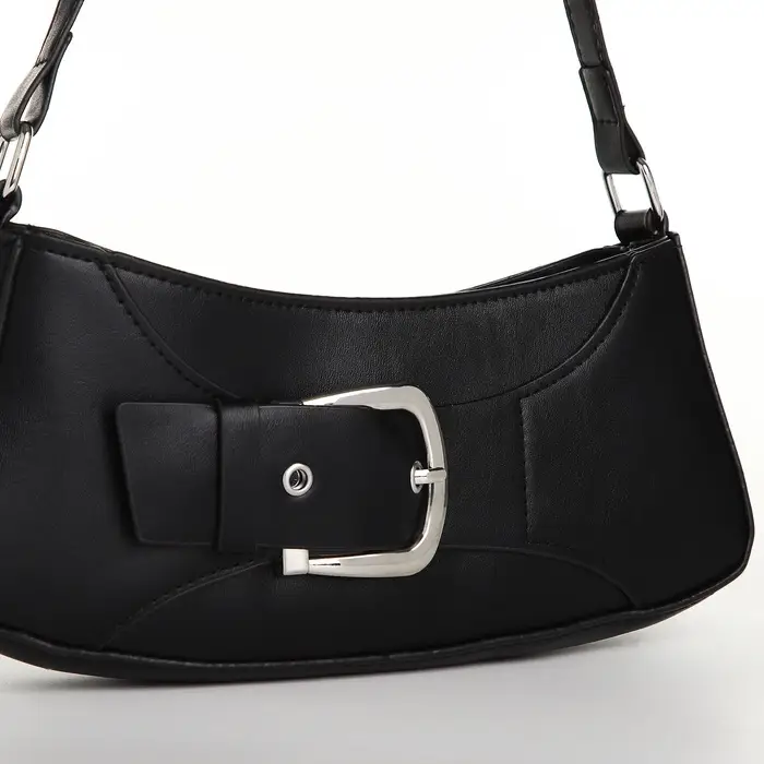 Сумка женская багет на молнии, 26&times;5&times;10.5 см, чёрная