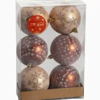 Ёлочные игрушки &laquo;Морозное утро&raquo;, шары новогодние, d=8 см, набор 6 шт., коричневый