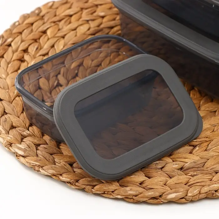 Набор пищевых контейнеров IDEA &laquo;Респект&raquo;, 3 шт.: 400 мл, 700 мл, 1.2 л, прозрачный, крышка серая