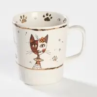 Кружка Доляна &laquo;Коты-аристократы&raquo;, 350 мл, фарфор, белая