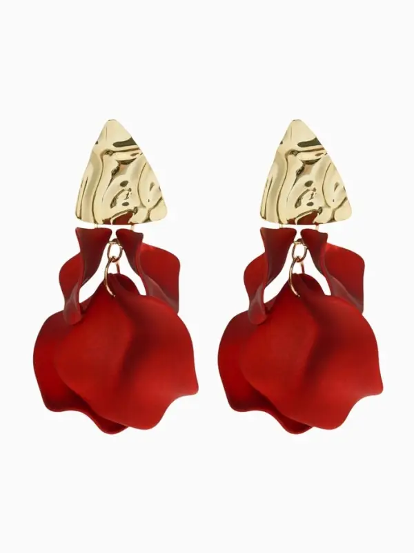 Серьги ассорти &laquo;Ветер&raquo;, мятые треугольники, цвет красно-золотой