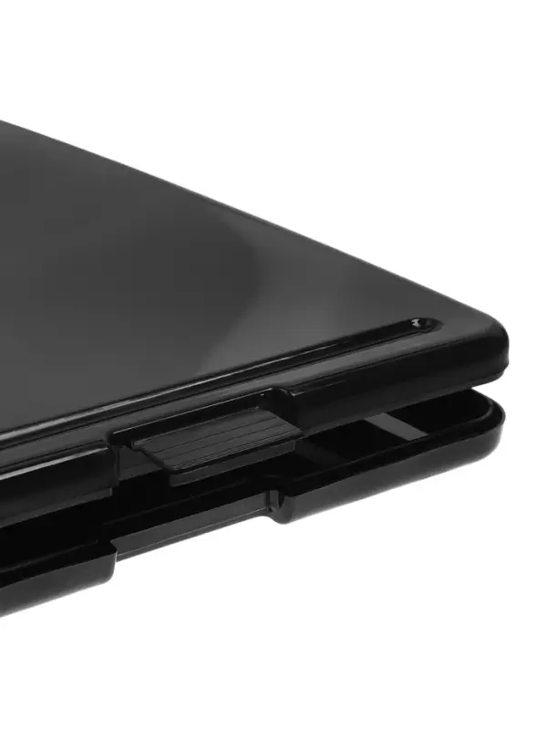 Планшет с прижимом формат А4 пластик черный, с коробкой для хранения бумаг