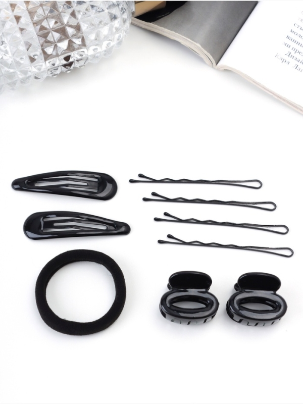 Набор для волос «Венди», резинка 5.5 см, 6 невидимок 5.5и5 см, 2 краба 2.5 см, классик, чёрный