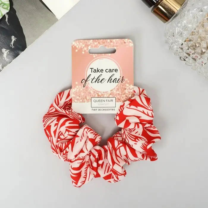 Резинка для волос "Орбита" листья принт, 10 см, микс