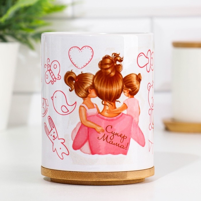 Кружка чайная керамическая "Супер мама девочки"