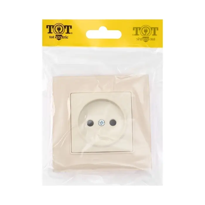 Розетка TOT Matte Glass, 10 А, стекло, скрытая, одноместная, без заземления, бежевая