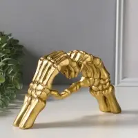 Сувенир полистоун "Руки скелета в форме сердца" золото 24х6,5х13 см