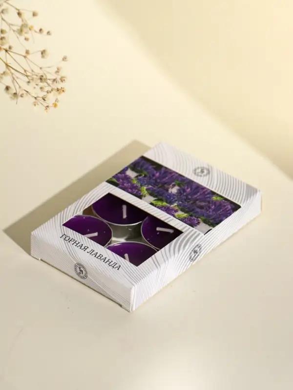 Набор свечей ароматических чайных &laquo;Горная лаванда&raquo;, в подарочной коробке, 6 шт.