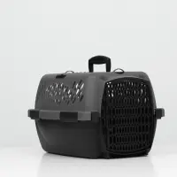 Переноска для животных, 40&times;32&times;26, с пластиковой дверью, серая