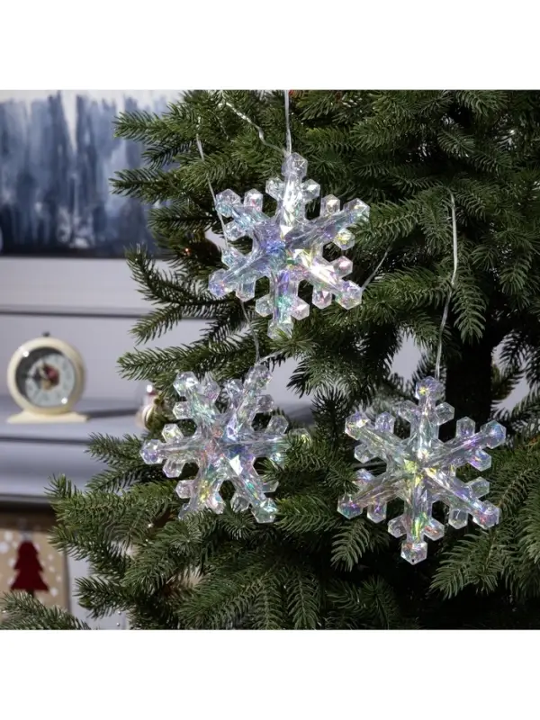 Гирлянда &laquo;Нить-грозди&raquo; 120 см, прозрачная нить, &laquo;Снежинки&raquo;, 30 LED, 4.5В, от батареек AAх3, свечение тёплое белое