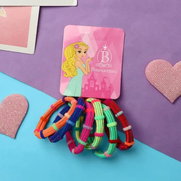 Резинка для волос Резинка для волос "Махрушка" (набор 6 шт) кольца полоски, 4 см