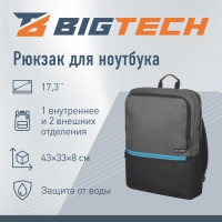 Рюкзак для ноутбука BigTech Special 17.3 LBP-BT-03BKGR, черно-серый