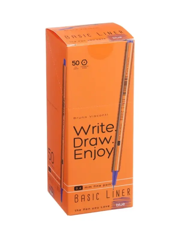 Ручка капиллярная BrunoVisconti. Basic FINELINER, синий стержень, узел 0.4 мм