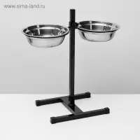 Подставка с мисками, 2&times;1.5 л, высота 50 см, разборная, чёрная