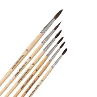 Набор кистей для рисования, белка, 6 штук: № 2, 4, 6, 8, 10, 12, Calligrata, круглые, деревянная ручка, международный размер