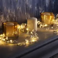 Гирлянда &laquo;Мишура&raquo; 1.2 м, роса с насадками &laquo;Кристаллы&raquo;, IP20, серебристая нить, 20 LED, от батареек CR2032&times;2, свечение тёплое белое