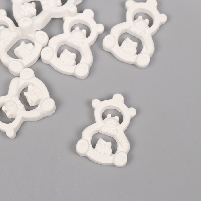 Декор для творчества полистоун Декор для творчества полистоун "Мишка-игрушка" белый набор 6 шт 2,2х3 см