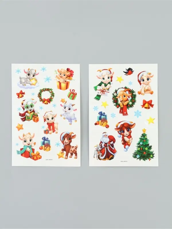Переводные тату &laquo;Козлики новогодние&raquo;, 2 листа, 10&times;20 см