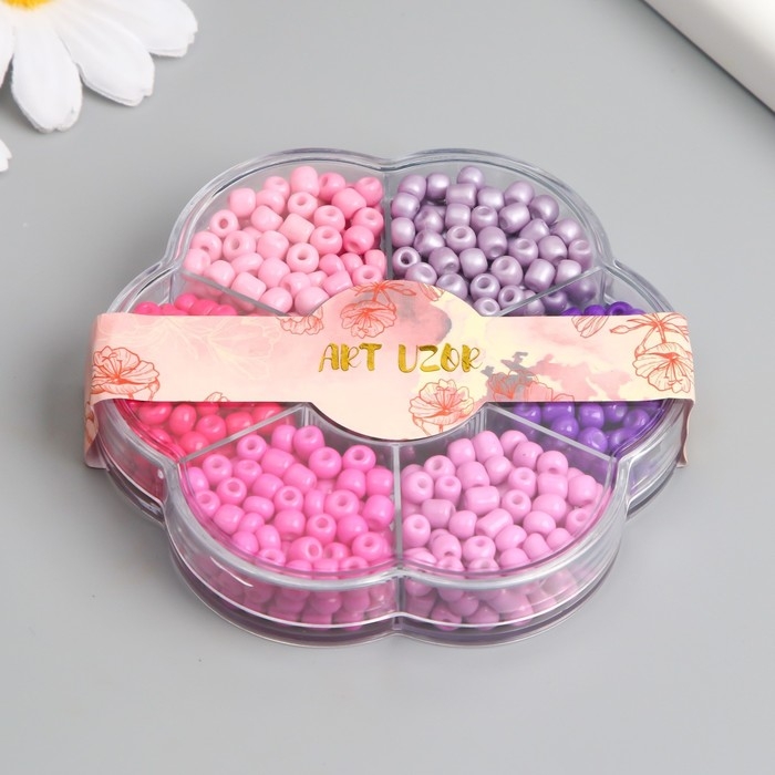 Бисер стекло 6/0 в цветке  Бисер стекло 6/0 в цветке "Закат" цветной 7 цветов х 8  гр 8,2х8,2х2 см