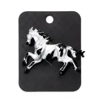 Брошь "Лошадь" конь в яблочко, цвет чёрно-серебристый в серебре