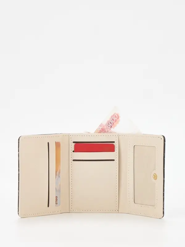 Кошелёк женский на кнопке, 10.5&times;2.5&times;8.5 см, чёрный/белый