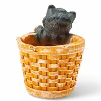 Декоративное кашпо для цветов &laquo;Котёнок в круглой корзине&raquo;, 18&times;16.5&times;20.5 см, полистоун
