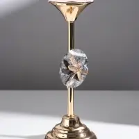 Металлический подсвечник на 1 свечу &laquo;Стрекоза&raquo;, золото, d=2.2 см, 11.5&times;11.5&times;29 см