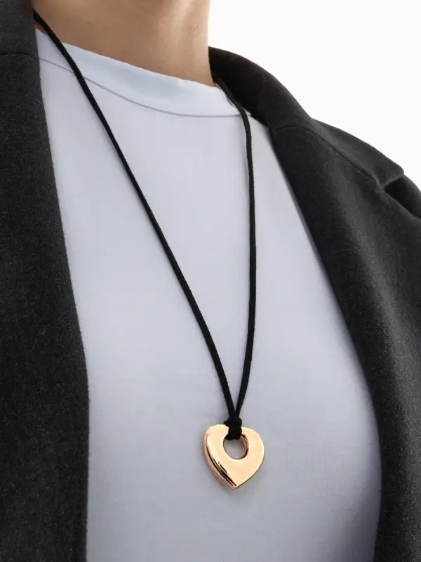 Кулон на шнурке &laquo;Сердечко&raquo;, тренд, цвет золото, 120 см