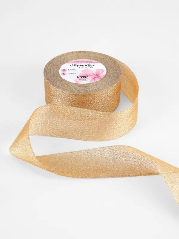 Лента парчовая, 40 мм, 23&plusmn;1 м, бежевая №035