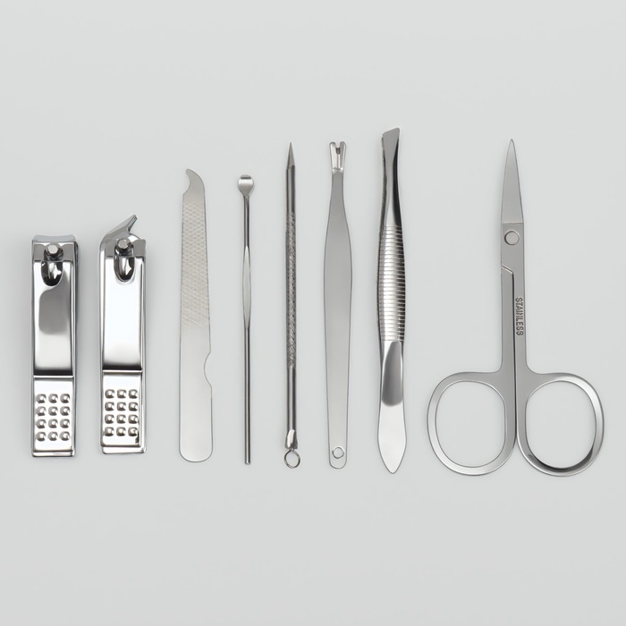 Набор маникюрный, 8 предметов, в пластиковом футляре, цвет сиреневый Набор маникюрный, 8 предметов, в пластиковом футляре, цвет сиреневый