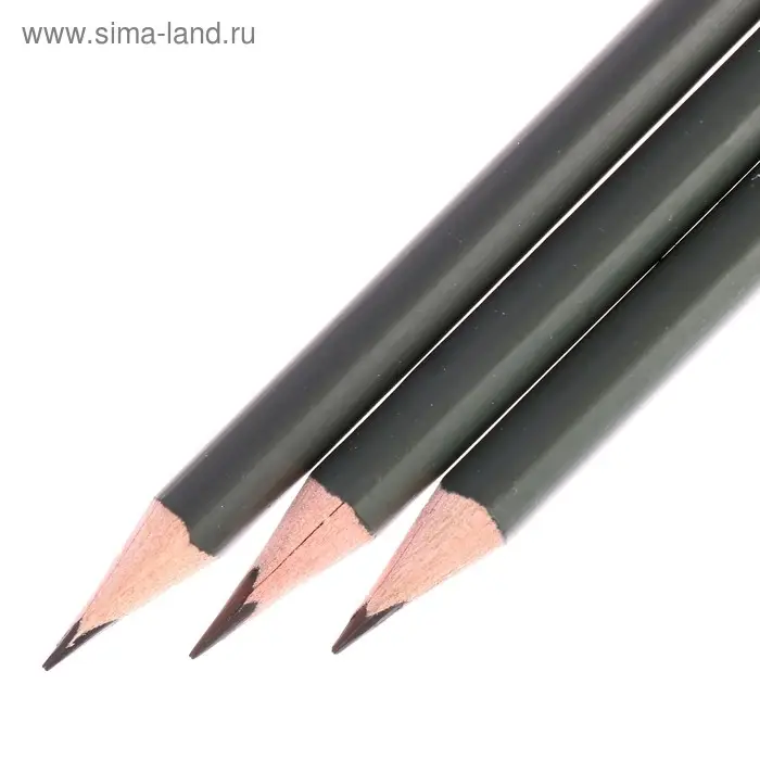 Набор карандашей чернографитных 3 мм разной твердости Graphixpro 9 штук, B-9B, трехгранные, в картонной коробке