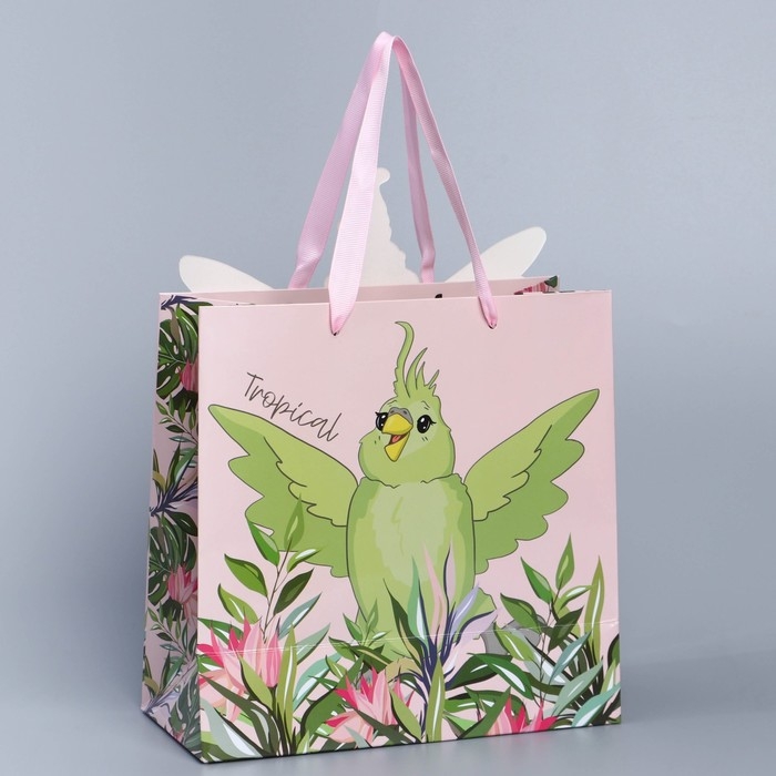 Пакет подарочный, упаковка, «Попугай», 22 х 22 х 10 см Пакет подарочный, упаковка, «Попугай», 22 х 22 х 10 см